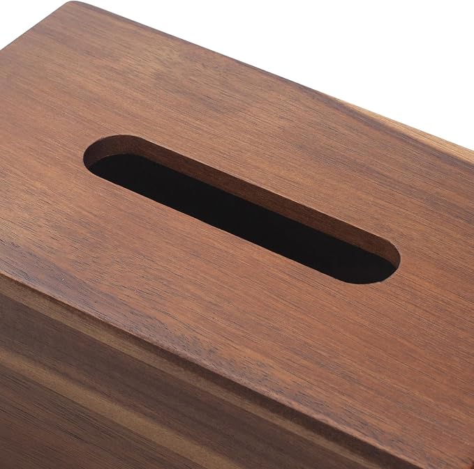 Tissue Box Cover Rectangle, Wood Tissue Box Holder, Wooden Facial Paper Holder for Bathroom, Bedroom, Dinner Table, Office (1 Pack, 9.8 x 5.5 x 3.7 inch)