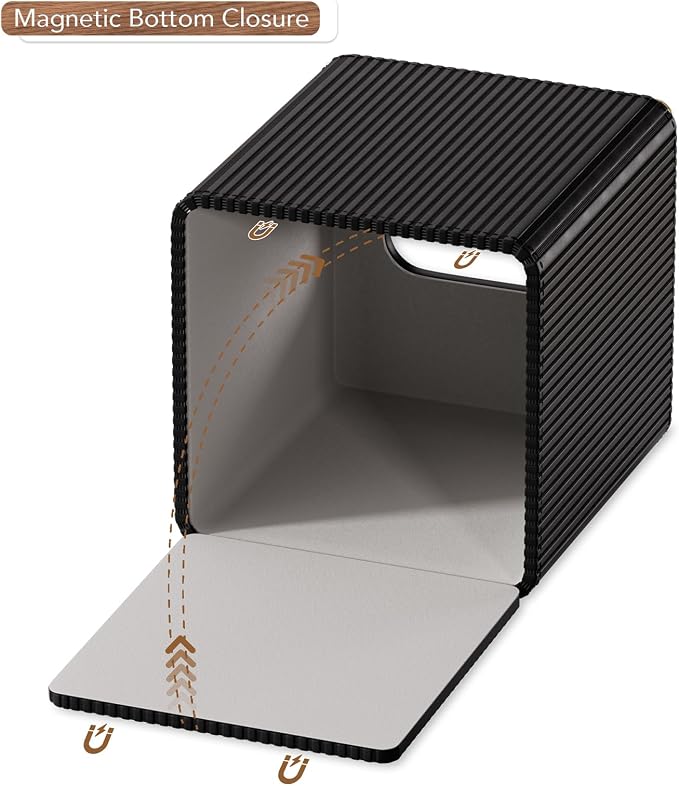 GORESE Square Tissue Box Cover with Gold-Tone Edging, PU Leather Tissue Box Holder for Kleenexs, Decorative Tissue Cover for Bathroom Living Room Car, Modern Cube Kleenexs Holder, Black