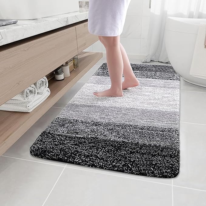 Arotive Microfiber Bathroom Rugs, Shaggy Soft Absorbent Bath Rug, 44x32 | Black, Rubber Backing Thick Plush Machine Washable Dry Bath Mats for Bathroom, Tub and Shower, Rectangular