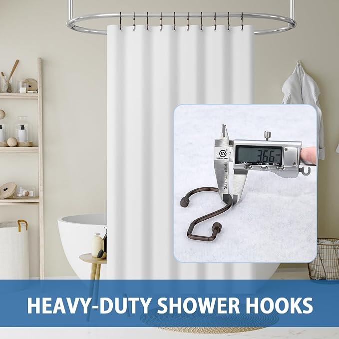 Shower Curtain Hooks, 12 Pcs S Shape Shower Curtain Rings, Rustproof Bronze Shower Curtain Hooks Rust Proof, Multi-Functional Shower Hooks for Shower Curtain, Clothing, Towels (Bronze)