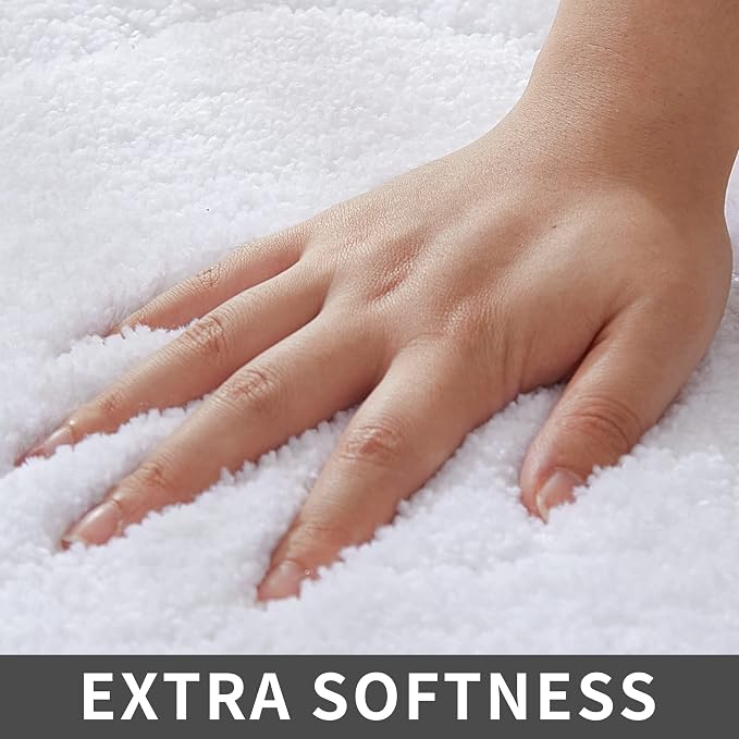 COSY HOMEER Non-Slip Bath Mat Extra Thick Absorbent Plush Washable | 24"x36" White Non-Slip Extra Thick Plush Absorbent Machine Washable Bath Mat Bathroom Rug Floor Tub Shower