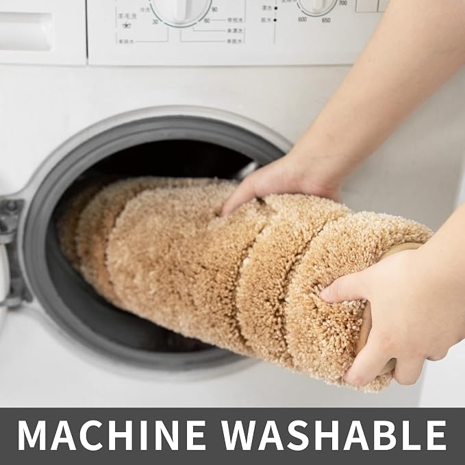 COSY HOMEER Non-Slip Bath Mat Extra Thick Absorbent Plush Washable | 20"x32" Beige Non-Slip Extra Thick Plush Absorbent Machine Washable Bath Mat Bathroom Rug Floor Tub Shower