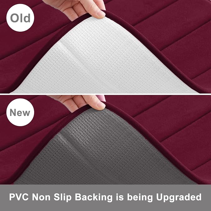 Buganda Memory Foam Bath Mat 47 x 17, Ultra Soft Absorbent Bathroom Rugs | Burgundy, Machine Washable Quick Dry Bath Mats for Bathroom Floor, Shower and Tub, Home Decor Accessories