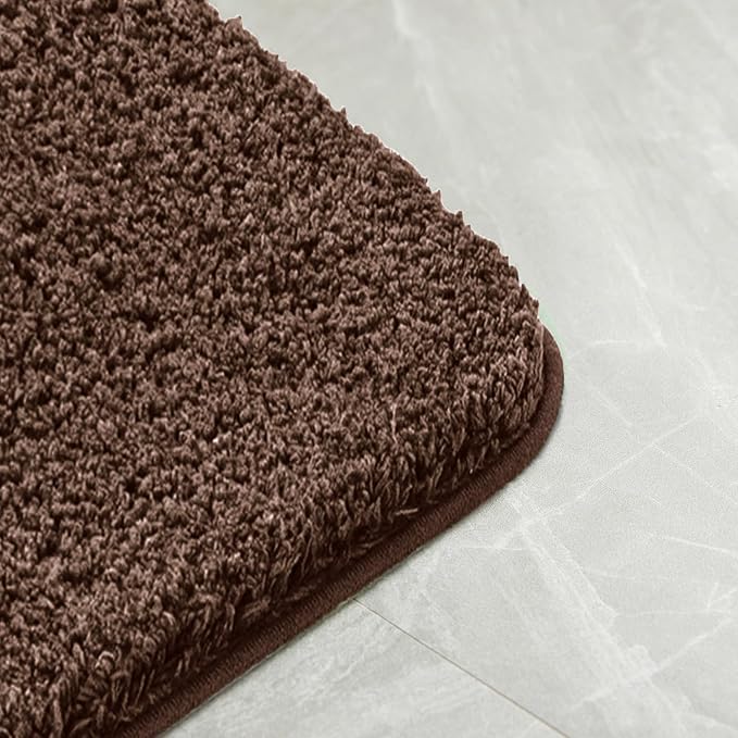 MIULEE Brown Bathroom Rugs Soft Microfiber Bath Mat 20x30 Inch | Absorbent, Non Slip, Quick Dry, Fluffy Bath Rugs for Bathroom Floor Tub Showers, Machine Washable
