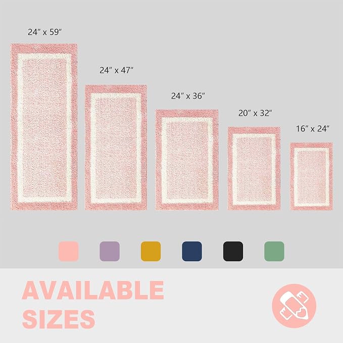 CozeCube Blossom Pink Bath Mat 32"x20" Non Slip Washable Rug | For Bathroom Non Slip, Fluffy Absorbent Microfiber Bath Mats Machine Wash, Stylish Cute Aesthetic Bathroom Rugs