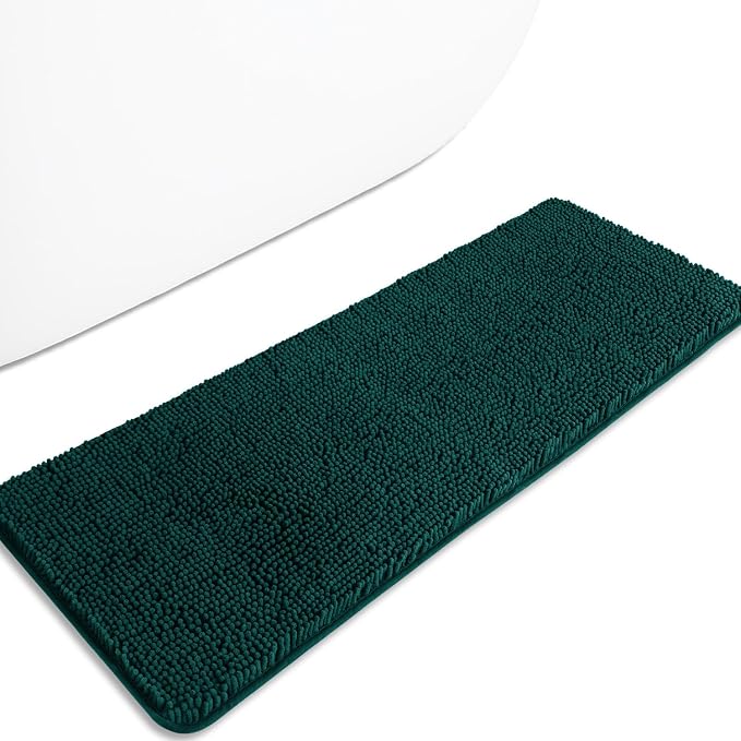 Bathroom Runner Rug 47 x 17 Inch – Long Bath Mat | Absorbent and Washable Thick Chenille Bath Rug Non-Slip Runner Rug for Bathroom, Shower, Sink(Dark Teal)