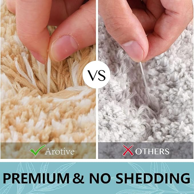 Arotive Microfiber Bathroom Rugs, Shaggy Soft Absorbent Bath Rug, 44x24 | Beige, Rubber Backing Thick Plush Machine Washable Dry Bath Mats for Bathroom, Tub and Shower, Rectangular