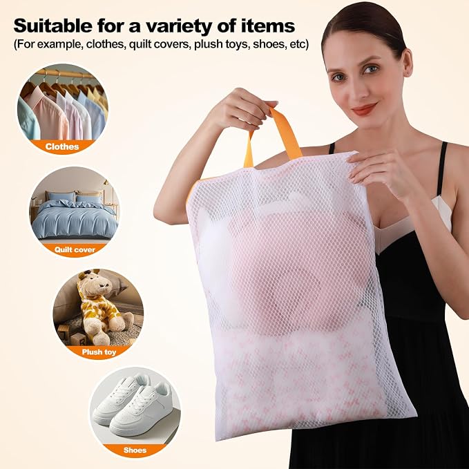 Laundry Bags Mesh Wash Bag, Washer Bag for Laundry Delicates, Orange Hanger | Garment Bags for Washing Machine, for Clothes, Suit, Coat, Dress, Pants, Bra, Sock, Tumble Dryer Safe