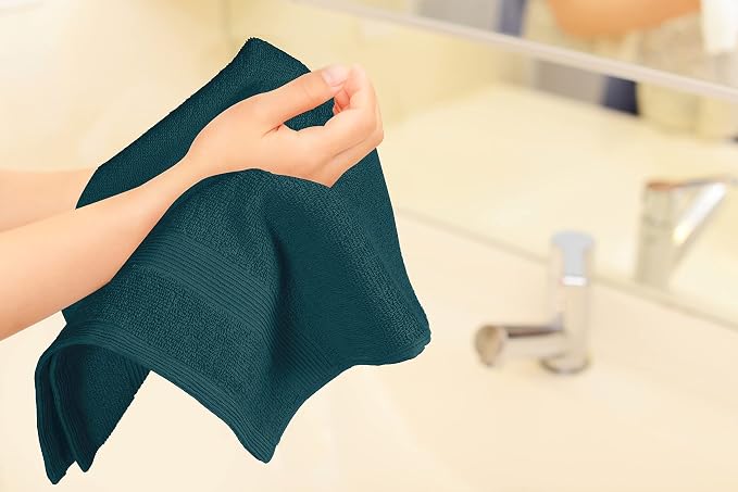 Ultra Soft 6-Piece Hand Towel Set 16x28-100% Ringspun Cotton - Durable & Highly Absorbent Hand Towels - Ideal for use in Bathroom, Kitchen, Gym, Spa & General Cleaning - Teal