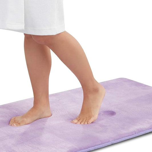 Memory Foam Bath Mat Non Slip Absorbent Super Cozy Velvet Bathroom Rug Carpet (22 inches X 36 inches, Lavender)