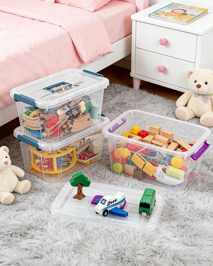 EOENVIVS Clear storage bins with lids 6 Pack, 7 Quart storage containers with lids, Stackable storage box Organizer for organizers and storage, Bedroom, Office, Classroom, Playroom & shoe boxes