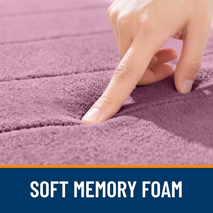 OLANLY Memory Foam Long Bathroom Rugs Runner 44x20, Super Soft Absorbent | Deep Plum, Quick Dry Bath Mat, Machine Washable Shower Floor Rugs, Bathmat Carpet for Bathroom Floor, Tub and Shower