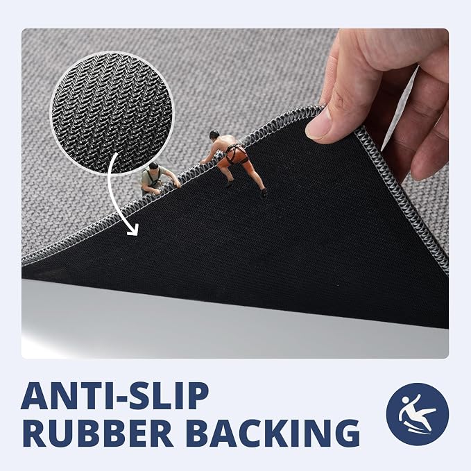 Bathroom Rugs Sets 2 Piece, Thin Bath Mat & U-Shaped Contour Toilet Rug Absorbent Quick Dry, Machine Washable, Non Slip Low Pile Bath Mats for Bathroom/Tub/Sink/Shower (27"x17" Plus 24"x20" U, Grey)