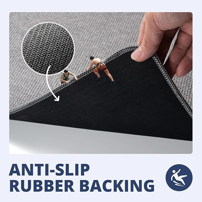 HOMTEB Bathroom Rugs Sets 2 Piece, Thin Bath Mat Absorbent Quick Dry, Machine Washable, Rubber Backing for Non Slip, Low Pile Cozy Cloth Bathroom Rug Set for Tub/Sink/Shower (27"x17" & 36"x24", Gray)