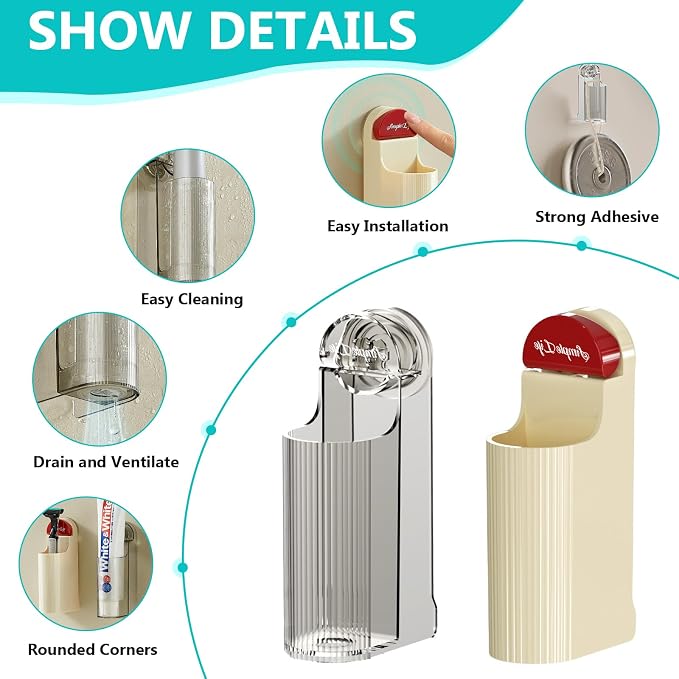 3 Pack Electric Toothbrush Holders for Bathroom, Wall Mounted Clear Electric Toothbrush Organizer, Self Adhesive Bathrooms Toothbrush Storage for Shower, Saving Space and Keep Drying (Grey)