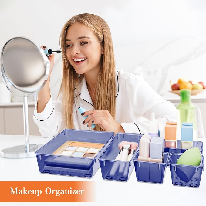 SpaceHacks 25 PCS Plastic Drawer Organizer, 4-Size Versatile Organizer Trays & storage Bins