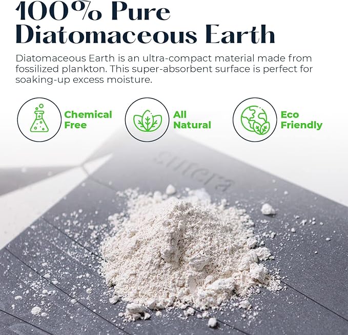 Stone Bath Mat for Bathroom, Dries in Seconds - Diatomaceous Earth, Gray | Super absorbent, quick-drying & easy to clean. Natural material that lasts — restores with light sanding.
