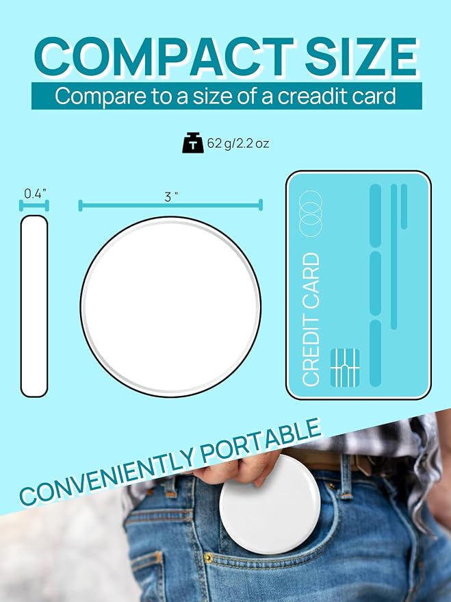 Macaki 1x/20x Compact Magnifying Mirror for Travel and Makeup, 3 in, White | Small Mirror for Purse, Portable Makeup Mirror, Dual-Sided Flip, Smooth Plastic & Glass,Purse Essentials