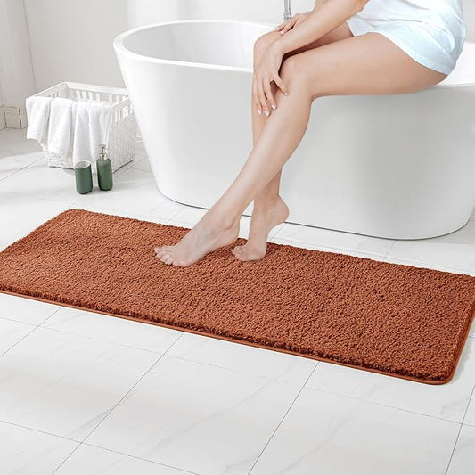 MIULEE Fall Burnt Orange Bathroom Runner Rug Soft Microfiber Bath Mat 16x48 | Absorbent, Non Slip, Quick Dry, Fluffy Bath Rugs for Bathroom Floor Tub Showers, Machine Washable