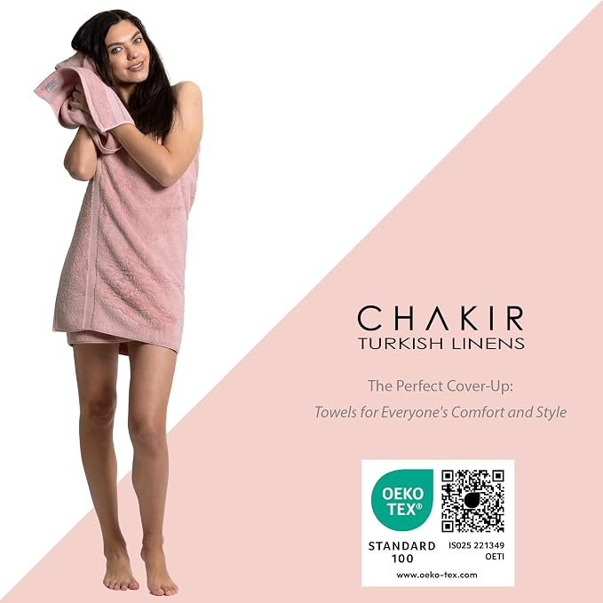 Chakir Turkish Linens 4 Piece Washcloth Set, 100% Cotton Luxury Turkish Washcloths for Bathroom, Soft Absorbent Washcloths, 13 x 13 Inches, Pink