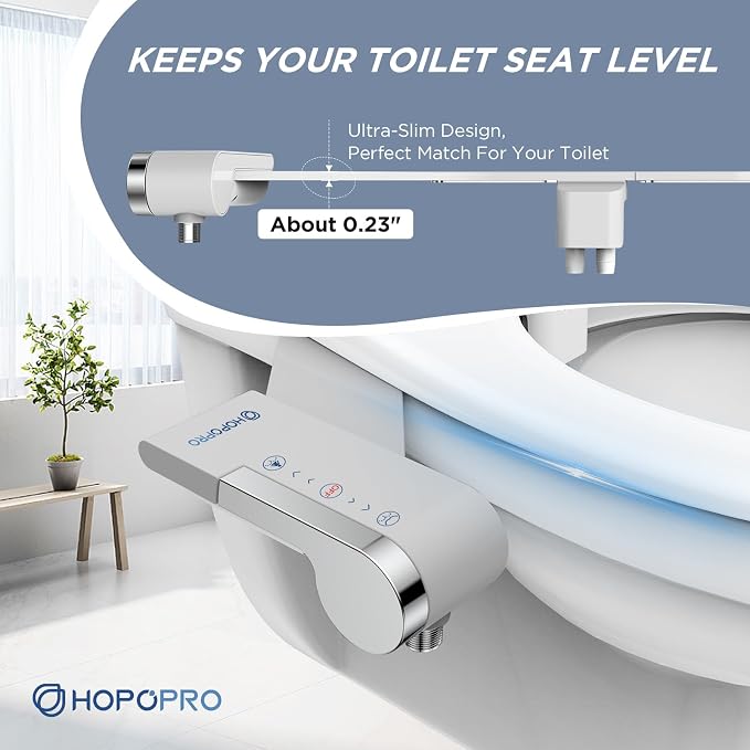 Bidet Attachment for Toilet, Non-Electric Bidet Ultra-Slim Dual Nozzle | Feminine/Rear Wash, Cold Water Bidets Sprayer for Existing Toilets with Adjustable Pressure Control 1-Min Install