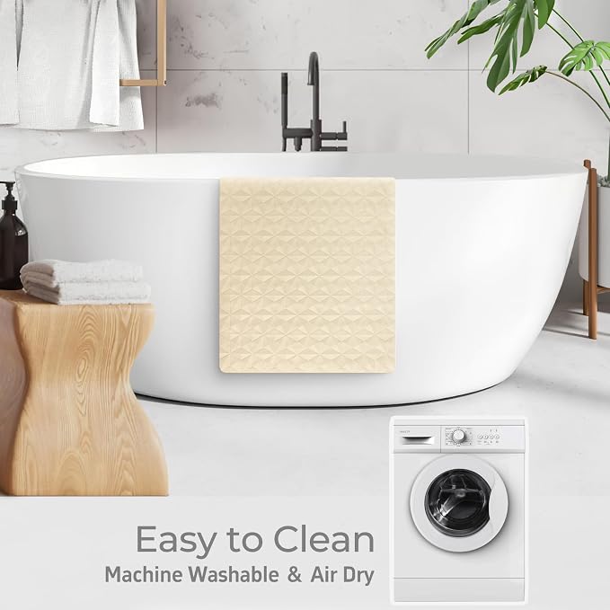 Non Slip Bathtub Mat for Bath Tub Shower - 241 Vacuum Suction Cups | 100% Natural Rubber - Unique Diamond Texture - Soft & Safe for Fatigue Relief - Machine Washable - 16 × 28 Inch