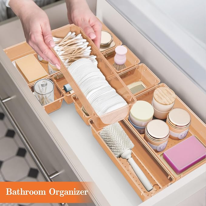 SpaceHacks 25 PCS Plastic Drawer Organizer, 4-Size Versatile Organizer Trays & storage Bins