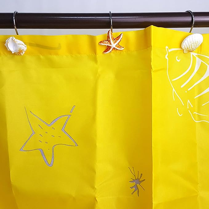 Seashell Shower Curtain Hooks 12pcs Beach Shower Curtain Rings Bath Shower Hooks Rust Proof Curtain Hangers Coastal Bathroom Accessories Decor