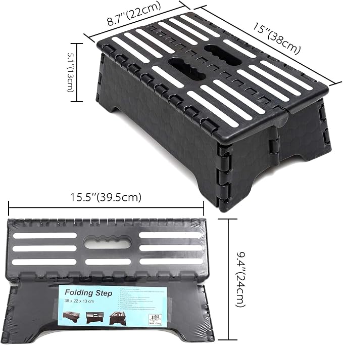 Sturdy Folding Step Stool Portable 5”, Collapsible Half Step for Seniors Older Adults up to 300 lbs Entering Camper Van SUVs and RV, for Elderly People Getting up High Bed or Stairs
