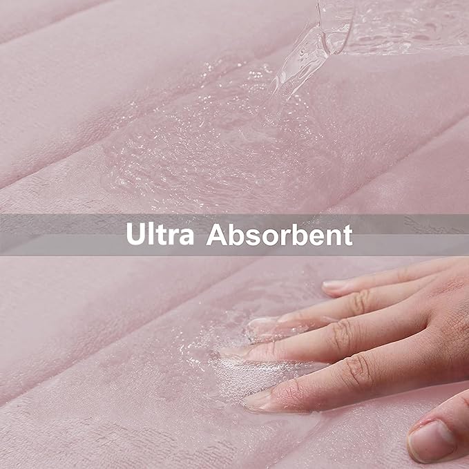 Buganda Memory Foam Bath Mat 70 x 24, Ultra Soft Absorbent Bathroom Rugs | Peach, Machine Washable Quick Dry Bath Mats for Bathroom Floor, Shower and Tub, Home Decor Accessories