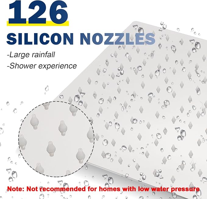 NearMoon Rain Shower Head, High Flow Stainless Steel Rainfall Shower, High Pressure Design, Awesome Shower Experience Even At Low Water Flow (12 Inch Rectangle, Chrome Finish)