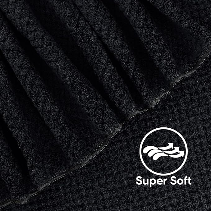 HOMEXCEL 8PK Bath Towel Set, Soft Absorbent, 2 Bath, 2 Hand, 4 Wash, Black | Light Weight, Quick Drying Towel Set for Bathroom, Gym, Hotel, SPA, Sport, Yoga, Fitness