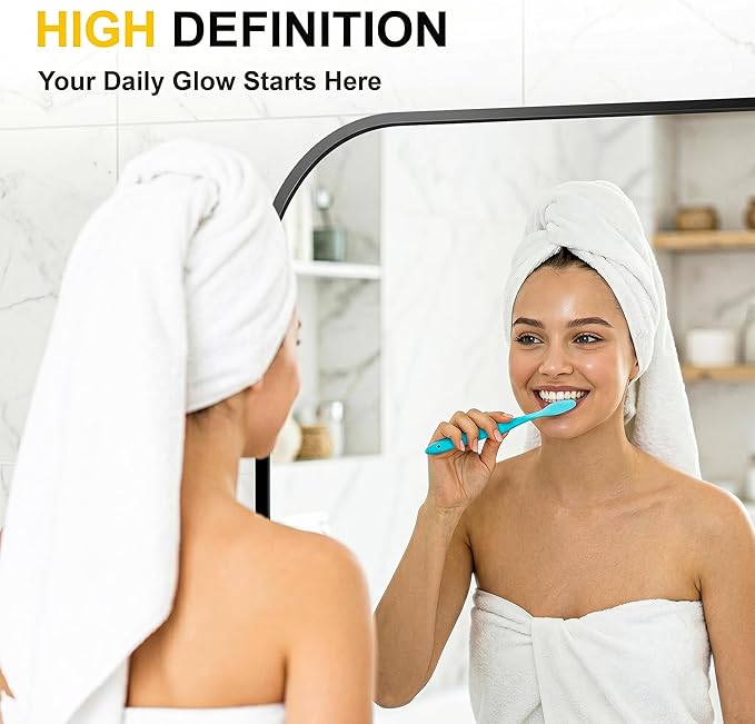 Black Bathroom Vanity Mirror 30x30 Inch, Metal Framed | HD Tempered Glass, Bathroom Mirror for over Sink, Living Room, Bedroom, Entryway, Mantel, Fireplace, Wall Mounted