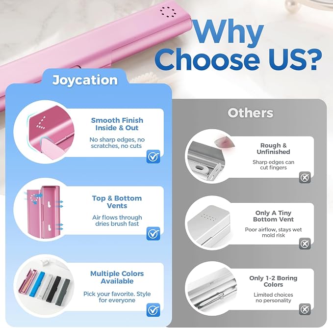 Toothbrush Travel Case Aluminum, Portable Toothbrush Holders Travel, Manual Toothbrush Case Container for Traveling, Bathroom, Camping, Business Trip-1Pack Pink