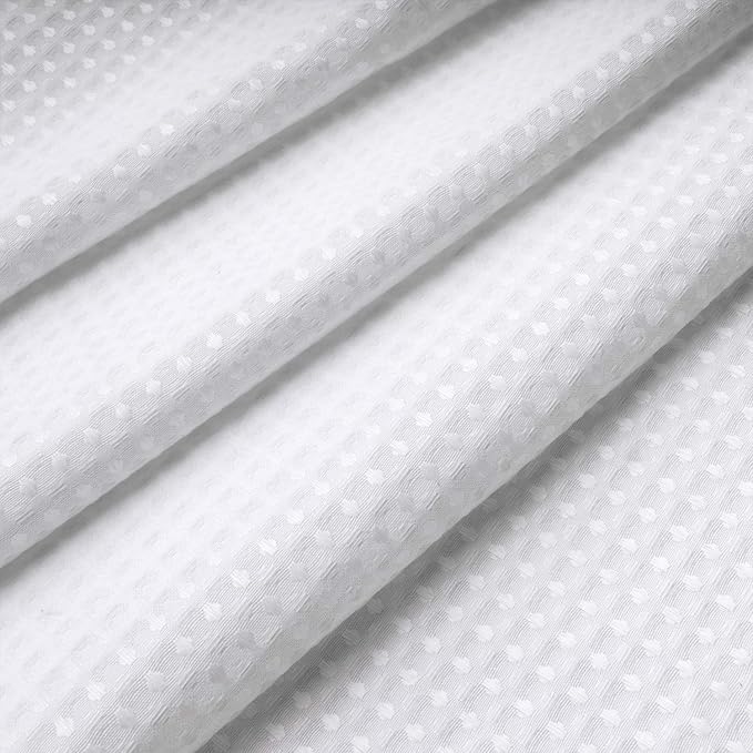 RiverDream Heavyweight Waffle No Hook Shower Curtain with Liner,White,71x86 | Dotted Waffle,Snap-in Liner,Heavy Duty,Quick Dry,Mesh Top Window,With Bottom Magnets,Hotel-Grade,Washable,Extra Long Size