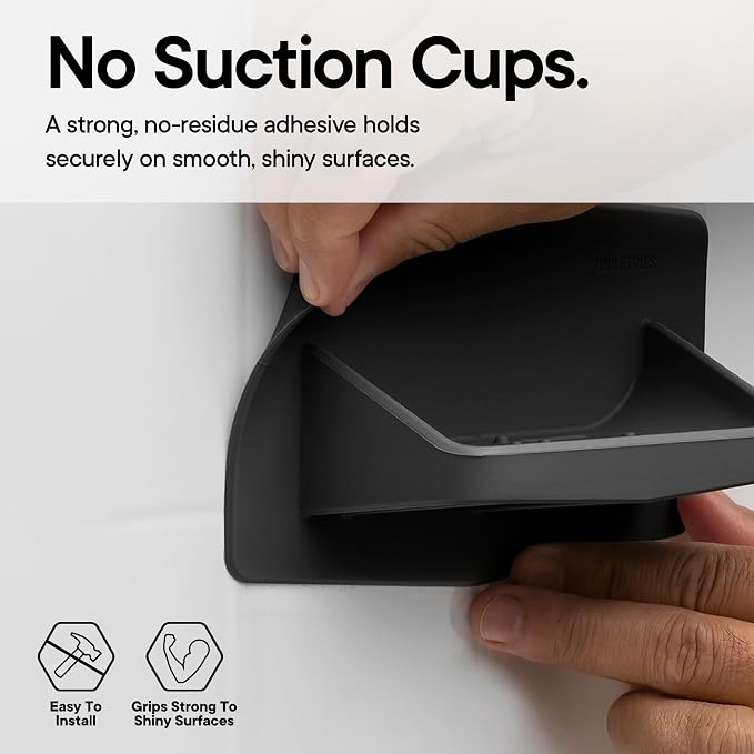 TOOLETRIES The Benjamin Soap Holder for Shower - Charcoal | Draining silicone soap holder with a reusable adhesive mount to keep soap dry and organised.