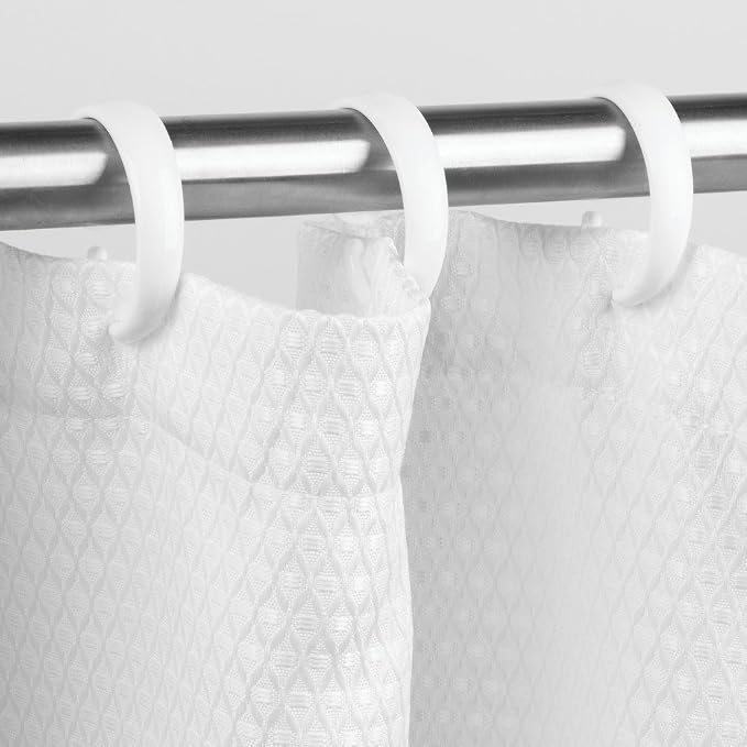 InterDesign Bathroom Shower Curtain "C" Hook - Pack of 12, White | Curtain Rings