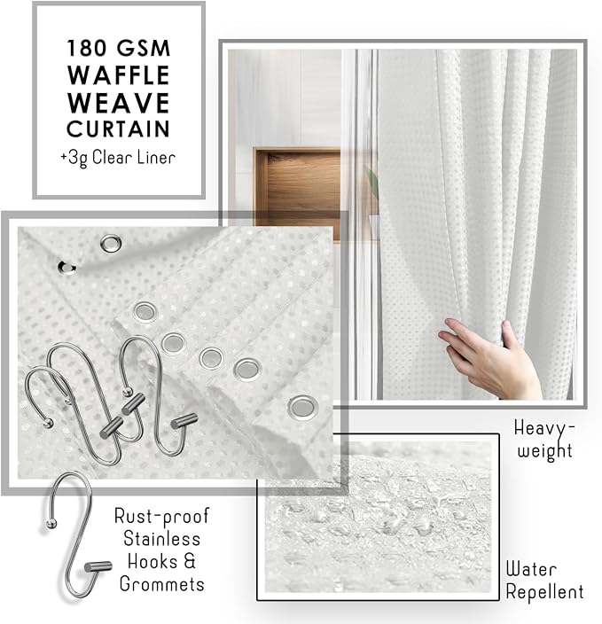 Clara Clark White Bathroom Set, Bathroom Sets with Shower Curtain and Rugs | 22 Piece Bathroom Accessories Set with Toothbrush Holder, Soap Dispenser, Soap Dish, Toilet Brush, and Bathroom Trash Can