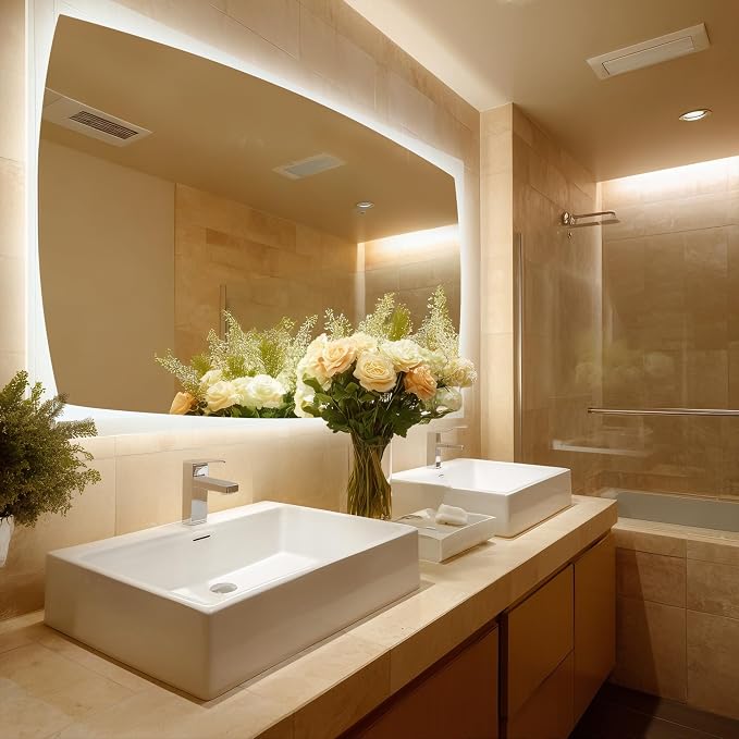 60''x36'' Lighted Mirrors for Vanity Wall Backlit, Rectangular LED Bathroom Mirror Frameless with Lights, Dimmable, 3 Colors,Tempered Glass, Shatter-Proof