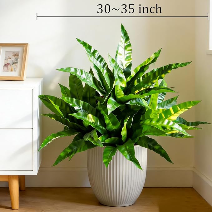 Fake Ferns,Faux Outdoor Plants UV Resistant,3D Real Touch Fake Plants Total 60 Blades,Weatherproof Artificial Plants Outdoor Indoor for Garden Porch Home Office Living Room Decor