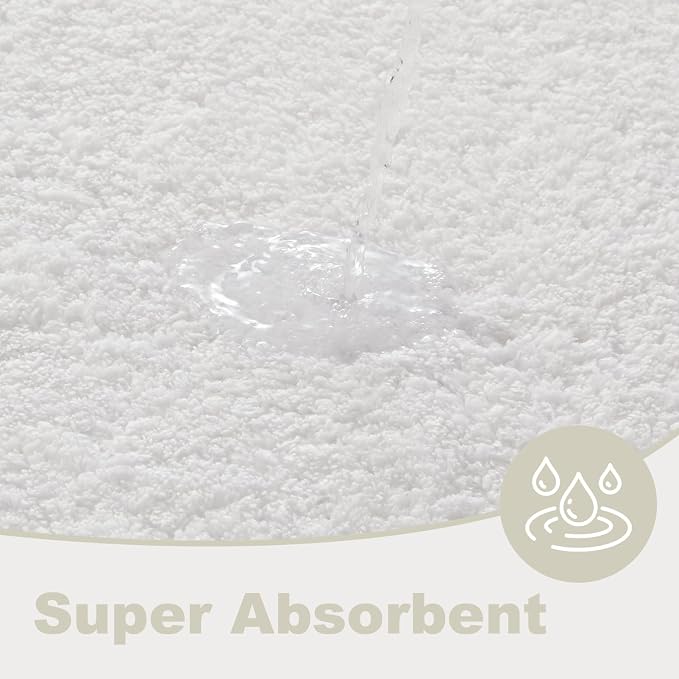 TYUU White Bathroom Rugs, Ultra Soft Bath Rugs Non Slip Washable, Super Absorbent Quick Dry Small Bath Mat with Rubber Backing for Bathroom Floor, Shower, or Sink, White 16" x 24"