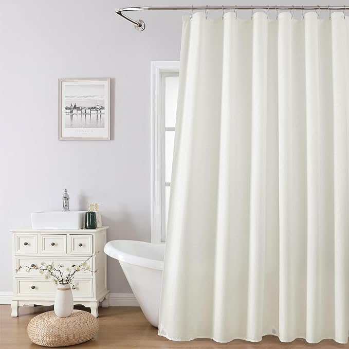 1 Pack Water-Repellent Fabric Shower Curtain Liner, 72x66 Cream | 100% polyester, 3 Magnets, Rustproof Grommets & Weighted Hem, quick-dry, machine washable, hotel quality for bathroom
