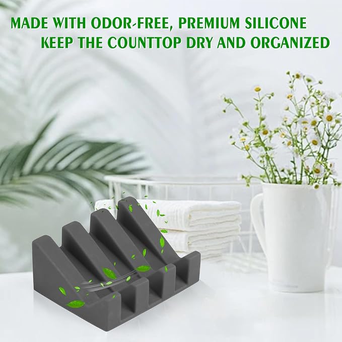 Self Draining Soap Dish Holder,Silicone Soap Dish,for Bathroom,Kitchen, Sponges，Can Extend Soap Life，Keep Soap Bars Dry and Easy Cleaning (Green,3-Pack)
