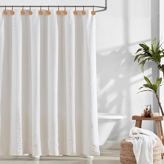 Shower Curtain Hooks, Wood Decorative Shower Curtain Rings, Modern Round Log Shower Curtain Hangers, 12PCS Shower Hooks for Shower Curtain Rod, Bedroom, Living Room (Black)