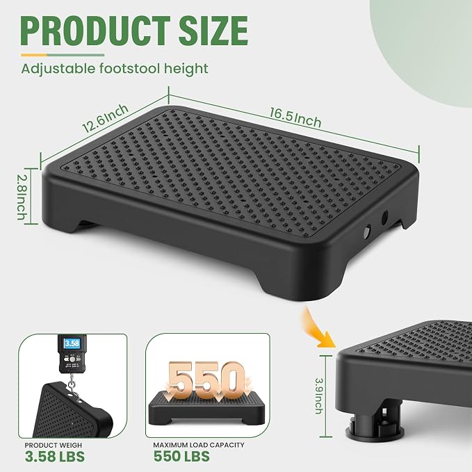 SOYO Mobility One Step Stool Platform for Adults & Elderly, Black-Black | Adjustable Small Step Riser for Seniors, Indoor Outdoor Non-Slip Standing Support Portable Low Step for Car, Bed, Bathroom