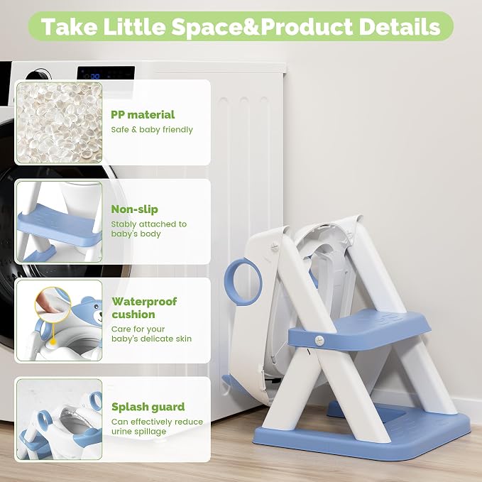COOSEYA Toilet Seat, Potty Training Seat for Toddler, Upgraded 2-in-1 Potty Toilet Training for Boys and Girls,Waterproof Cushioned Mat with Non-slip Step Stool