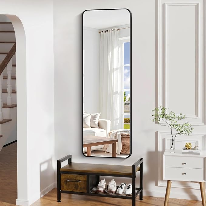 DESBING 60" x 20"Bathroom Mirror, Matte Black Wall Mirror with Metal Frame, Decorative Rectangular Vanity Mirror for Bedroom Bathroom Living Room Entryway (Horizontal/Vertical)