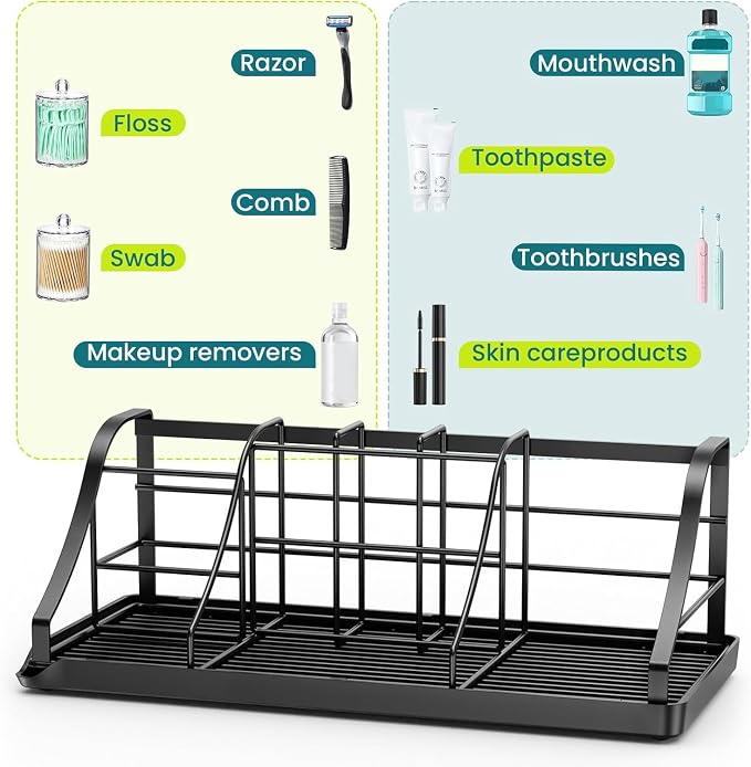 Bathroom Organizers and Storage,7 Slots, Kids Electric Toothbrush Holders | Easy to Clean,Multifunctional,Kids Electric Toothbrush Organizer,Drainage,Removable,For Bathroom,Vanity,Kitchen Sink,Office