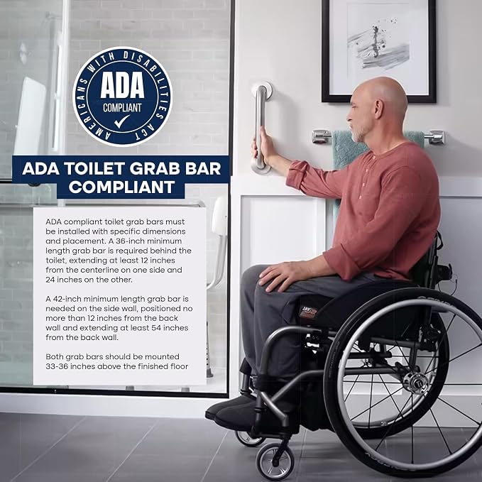 Brushed Metal Grab Bars For Bathroom, Strong Shower Handle And Bath Handle For Safety, Shower Grab Bars For Seniors, Safety Bars For Shower Chair Bench, Shower Handle For The Elderly, Great Toilet Bar