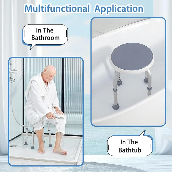 Adjustable Bath Seat, Bathroom Bathtub Shower Chair Stool for Elderly and Disabled, Seniors Tub Transfer Bench for Inside Shower (Grey, Basic Version)